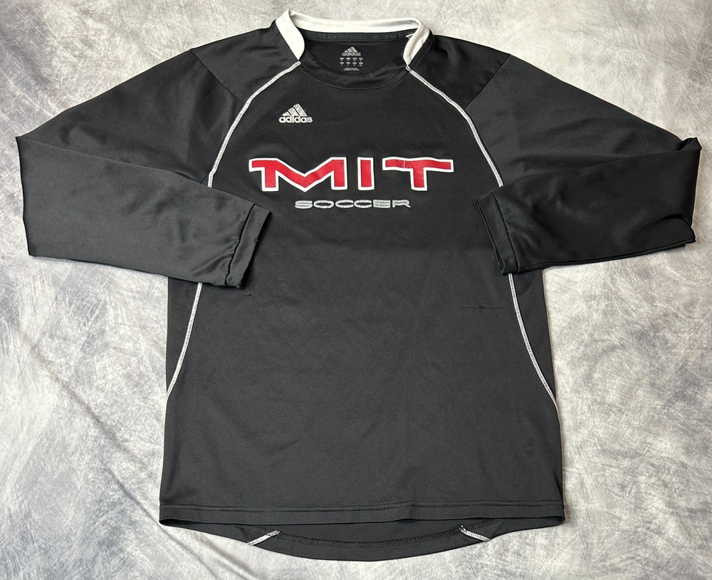 MIT Soccer Shirt Mens Large Black College Soccer Adidas Long Sleeve Pullover